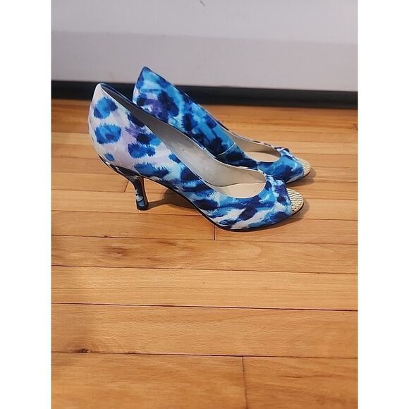 Nine West Peep Toe Classic Stiletto Heels Blue Purple Tie Dye 7M - Picture 5 of 10